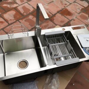 Chậu inox 304 mờ liền khay kích thước 82*45 cm