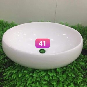 Chậu Lavabo đặt bàn dương Oval trắng trơn C41