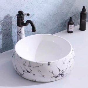 Chậu Lavabo đặt bàn tròn cao cấp vân hoa C42